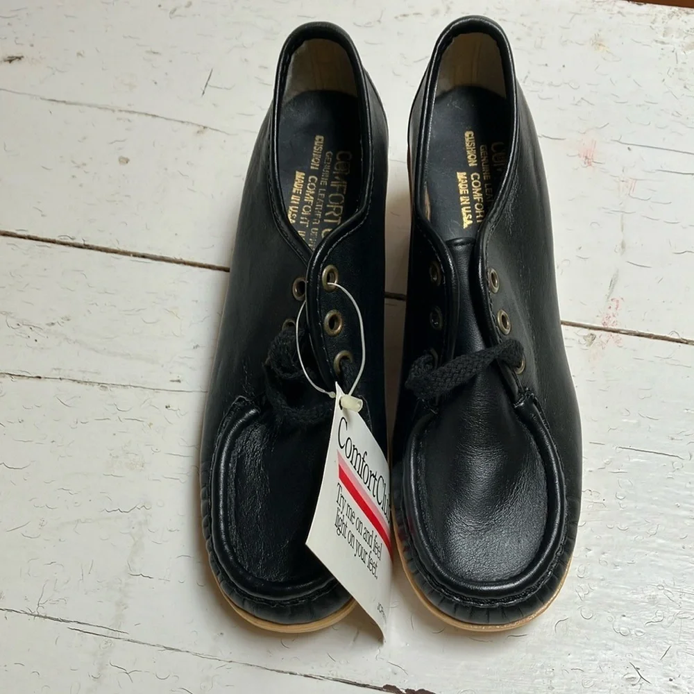 Comfort Club Vintage Style Black Woman’s Sz 6 Made in USA Lace up Shoes NWT